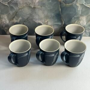 Denby England Coffee Tea Mugs Cups Set of 6 Stoneware Spirit Blue